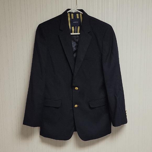 Nautica Boy's Dark Navy Blazer with Gold Buttons Sz 16 Regular - Picture 1 of 6